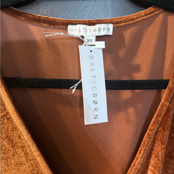 Velvet Wrap Dress in Rich Brown/Rust - Picture 4 of 4